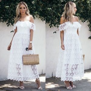 White off the shoulder midi dress